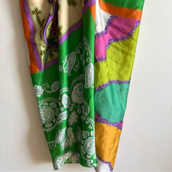 Zara Nod Paisley Colorful Satin Midi Skirt - Picture 5 of 11